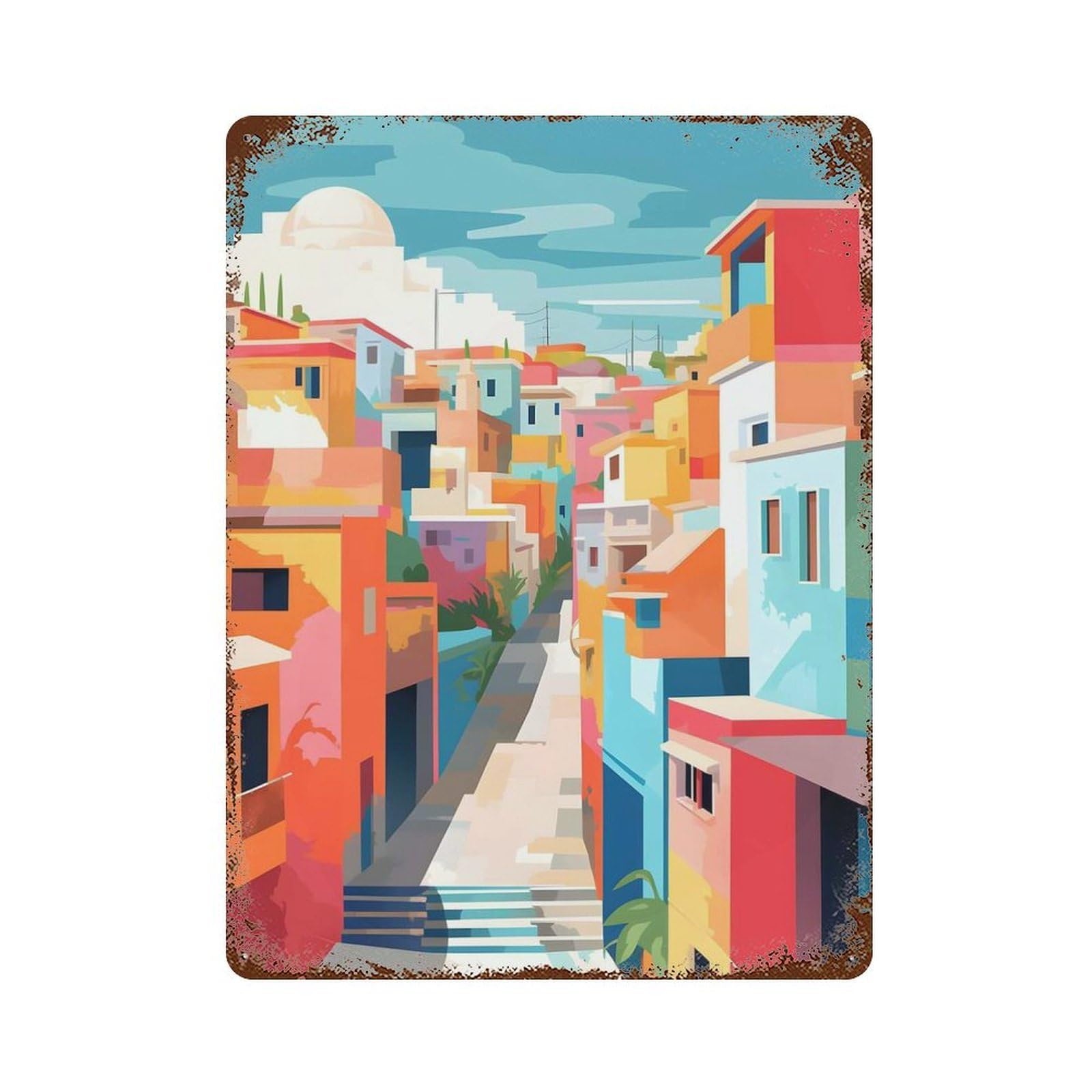 Cancun Mexico Rusty Metal Tin Sign 15.7"x11.8", Industrial Home Decor for Garage, Pub Or Kitchen