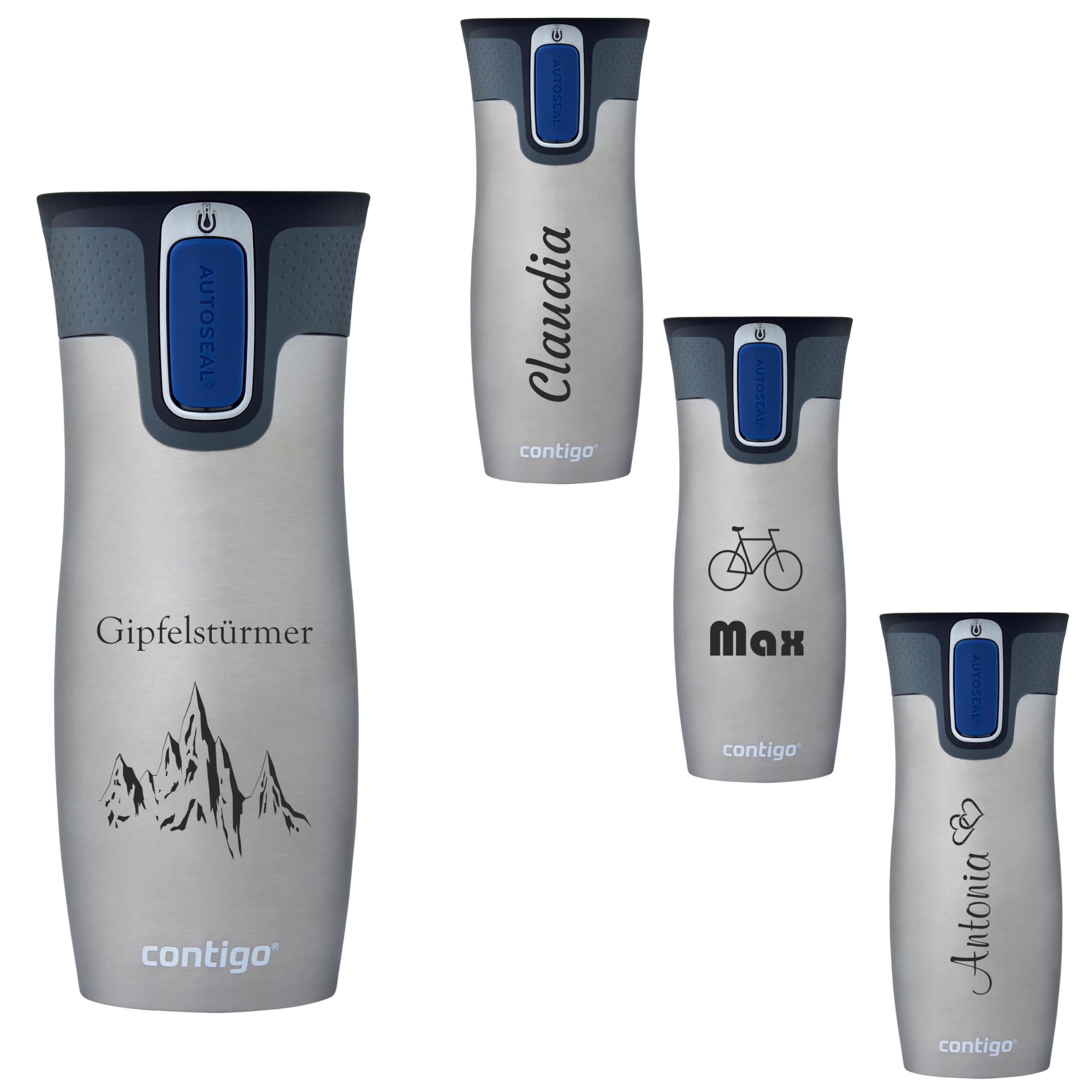 Contigo Thermobecher West Loop Autoseal mit Gravur, Edelstahl Isolierbecher, Reisebecher, Kaffeebecher to Go, auslaufsicher (Stainless Steel)