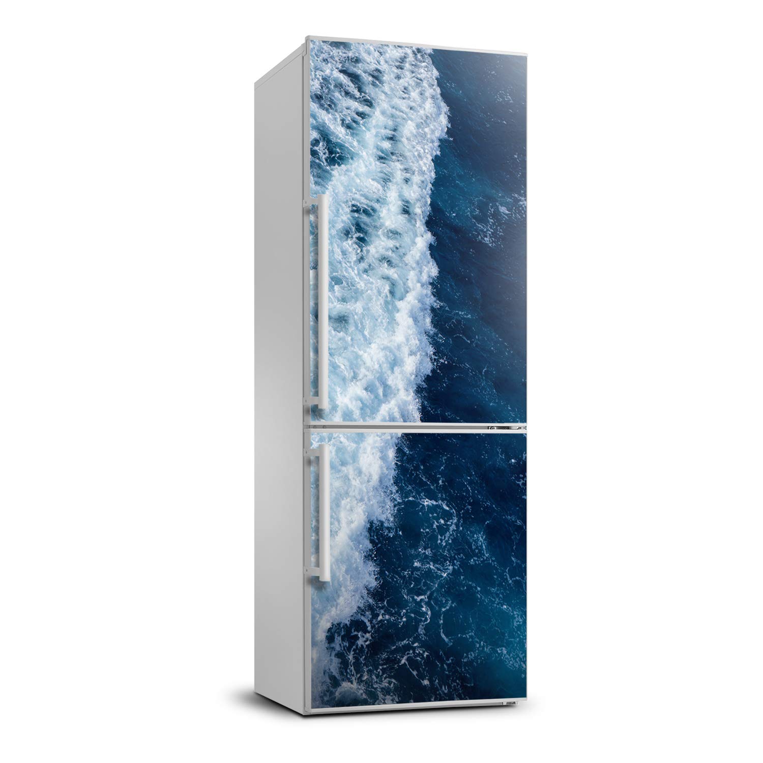 Autocollant frigo vagues maritimes pour transformer le style de votre cuisine ouverte