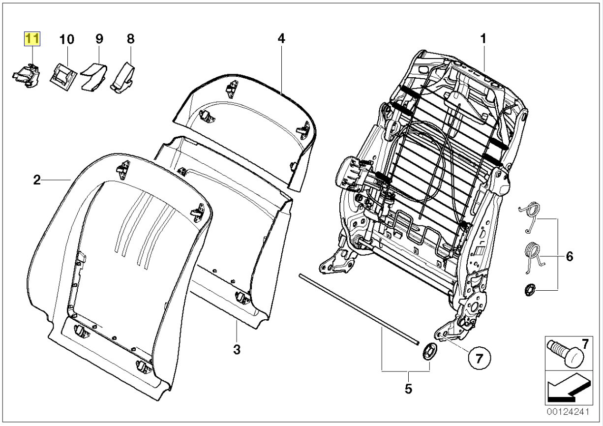 BMW Front Seat Backrest Clip Bracket 8175054 52108175054 Genuine  
