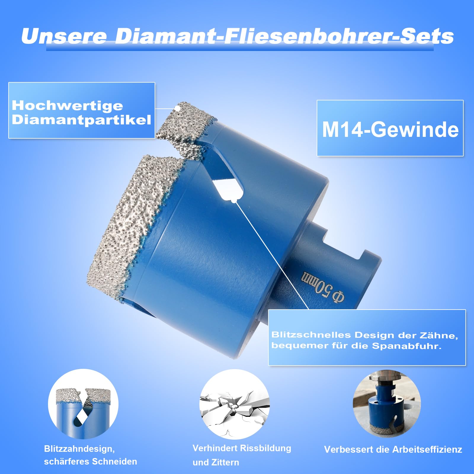 LEKOMESH Tile Hole Saw Kit - (6/8/10/35/50/65mm 10mm Finger Bit 25mm - View #3