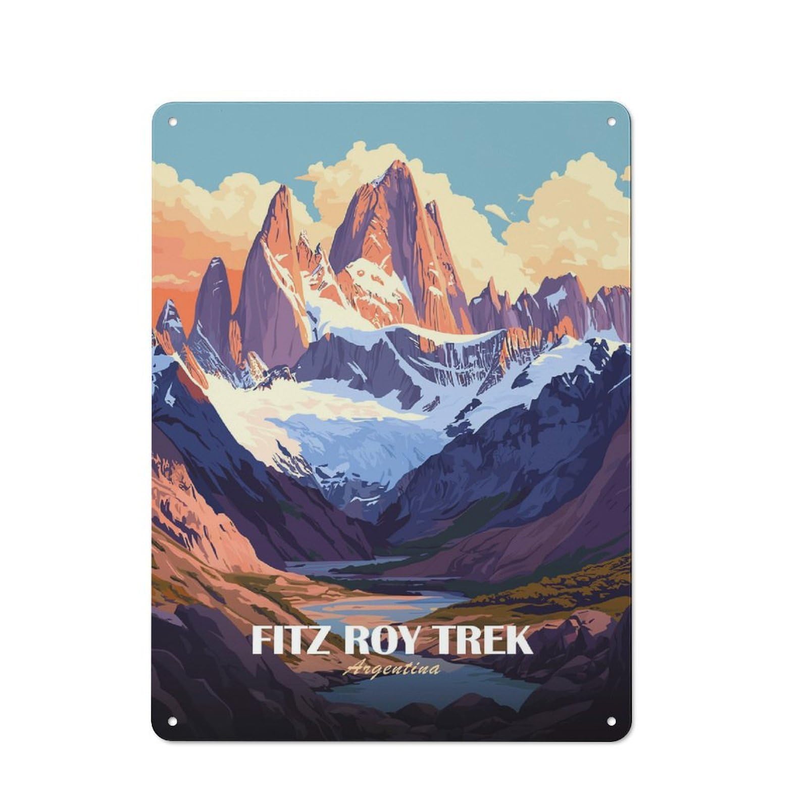 Junmoney Style-16 Fitz Roy Trek Argentina Landscape Art Everyday Metal Wall Decor 40X30cm, Vintage Metal Sign For Hallway, Home Bar, Garage Or Study