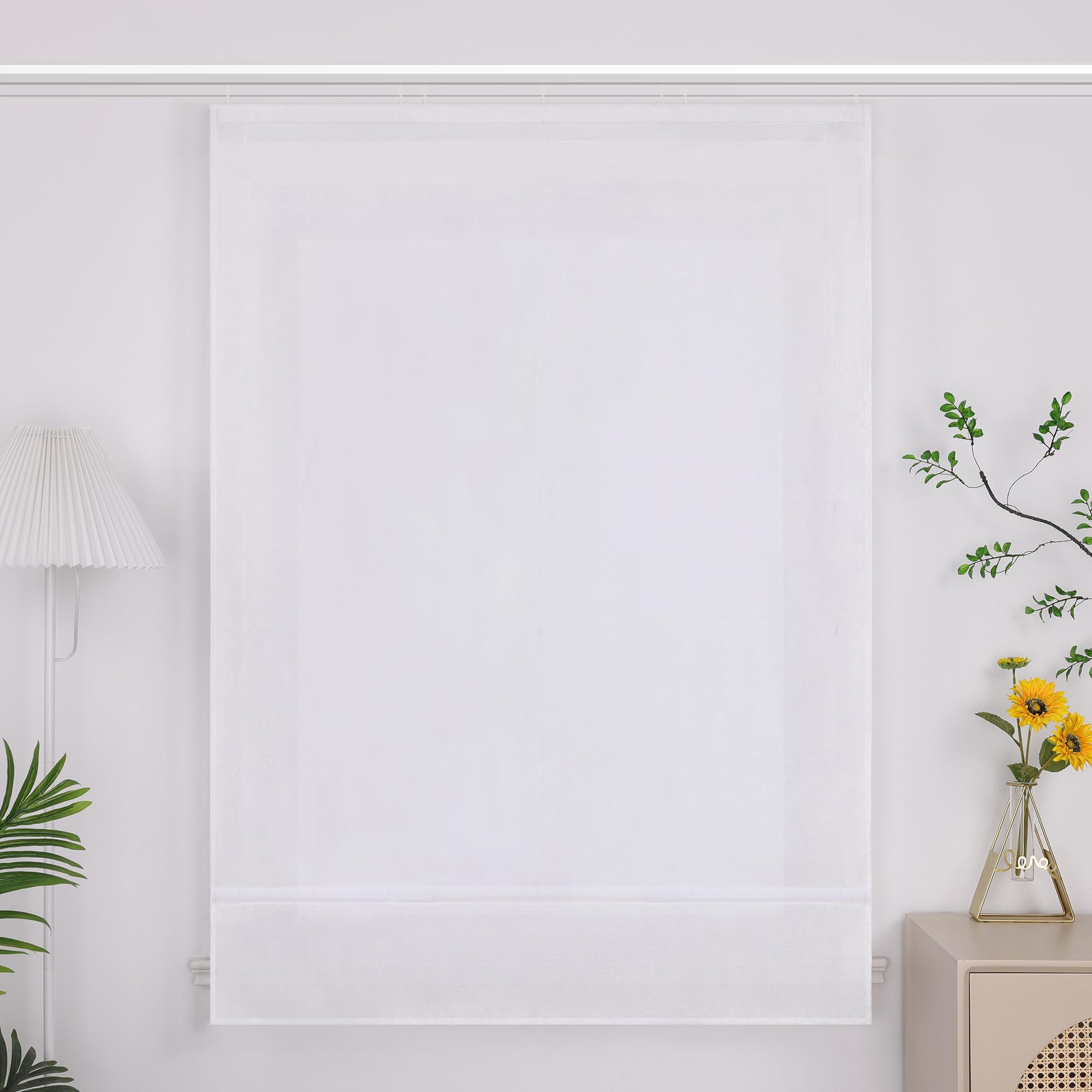 Yujiao Mao Halbtransparentes Raffrollo mit Klettband Modernes Unifarben-Fensterrollo aus hochwertigem Stoff Blickdichter Sichtschutz für Wohn- und Schlafzimmer 1 Stück，weiß BxH 100x140cm