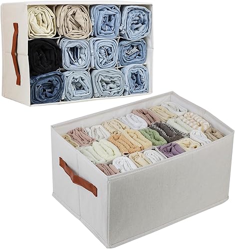 Miniatura 1 de 2 organizadores de armario y contenedores de almacenamiento para ropa, organizador de ropa de armario de 12 celdas para leggings, pantalones de