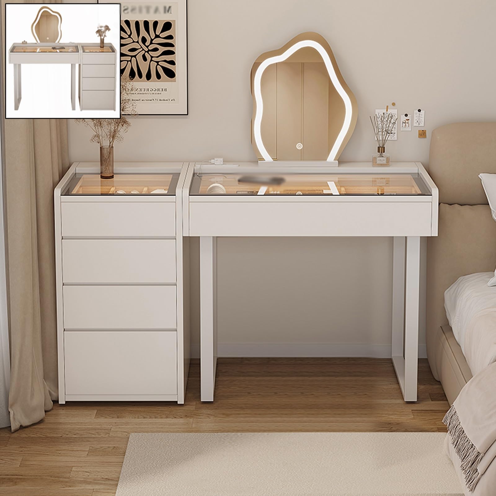 Amazon｜鏡台 幅100cm ドレッサー 化粧台 化粧テーブル 3色