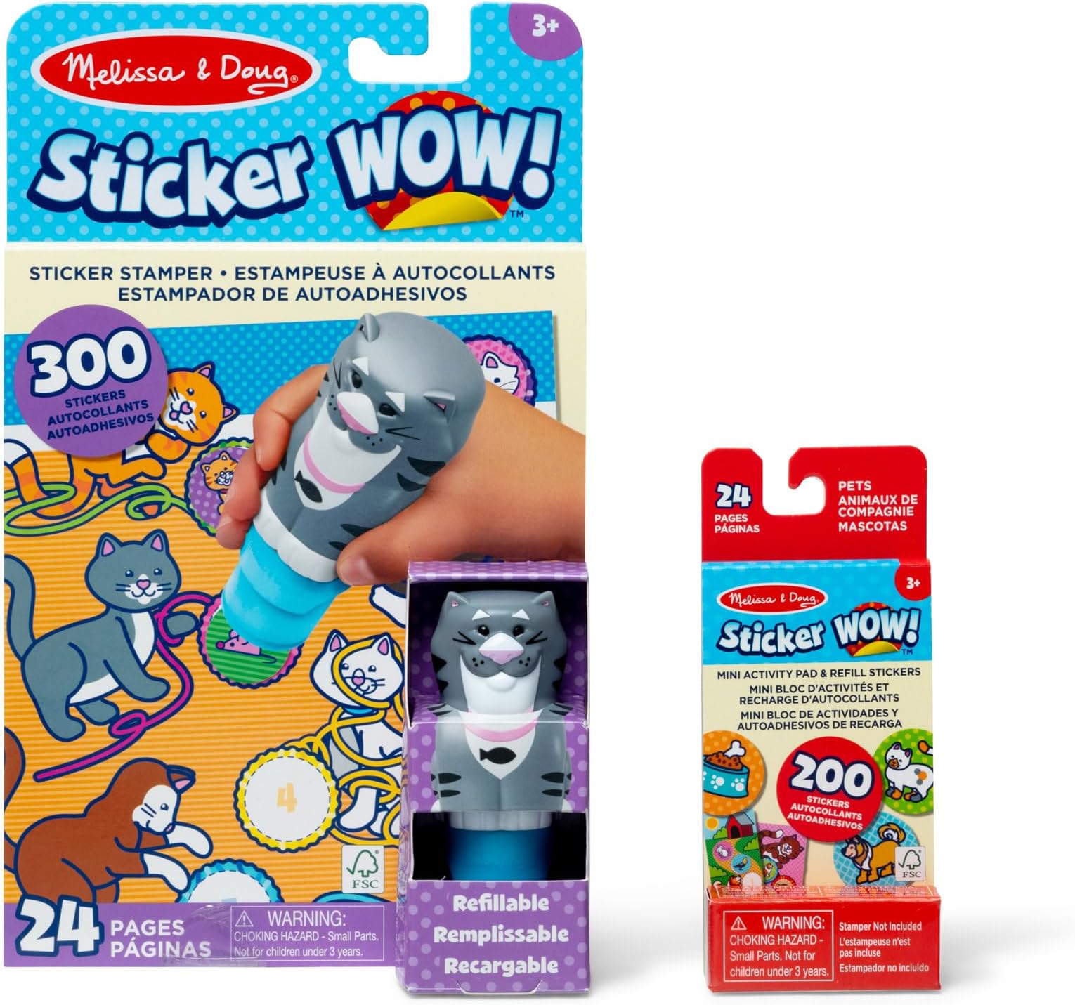Melissa & Doug Sticker WOW! – Cat Bundle (New Refill) – Mess-Free Sticker Stamper with Cat Activity Pad & Refill – Creative Fun for Fine Motor Skills & Imaginative Play for Kids Ages 3+ | MD50306