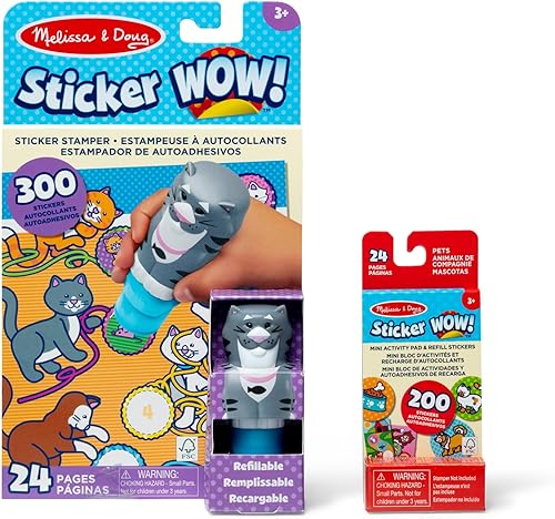 Miniatura 38 de Melissa & Doug Sticker Wow! Bloc de actividades de 24 páginas y sello de calcomanías, 300 calcomanías, artes y manualidades, juguete coleccionable