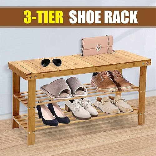 Miniatura 5 de GRFIT Entryway Shoe Rack 3 Tier Entryway Shoe Rack Storage Bench Multi-Use Shoe Rack Bench Furniture for Hallway Bathroom Living Room Shoe Organizer