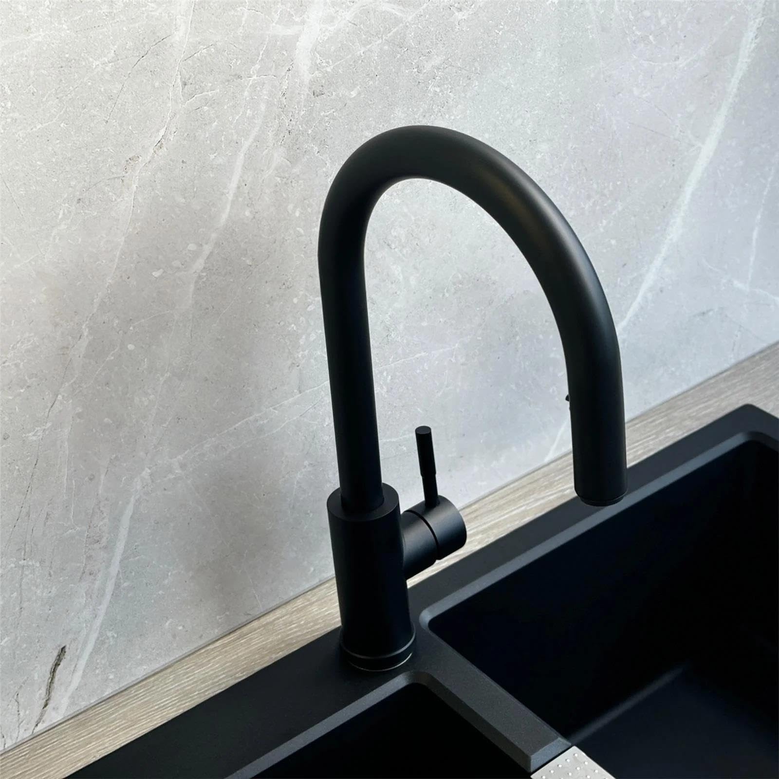 LE11MB Grifo Cocina Negro Mate Extraíble Monomando Caño Alto
