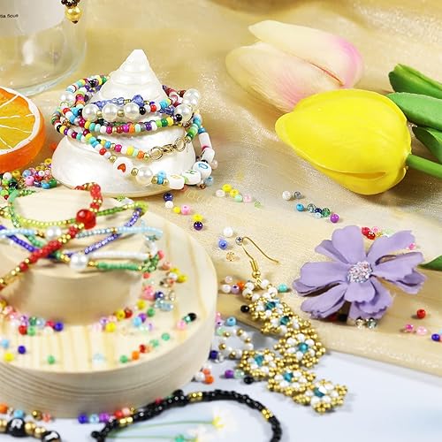 Miniatura 5 de Cuentas de semillas blancas de 0.157 pulgadas, aproximadamente 1600 piezas3.88 oz en bolsa, artesanía de vidrio 60 para hacer aretes, joyería de