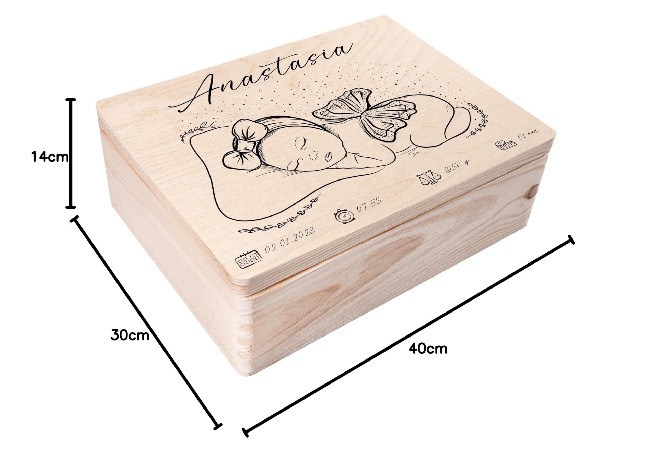 Creative Deco Boîte à Souvenirs Bébé Personnalisé - Personnalisés | Personnalisable Cadeau à Souvenirs Individuelle pour Une Naissance | Boîte en Bois - Fille