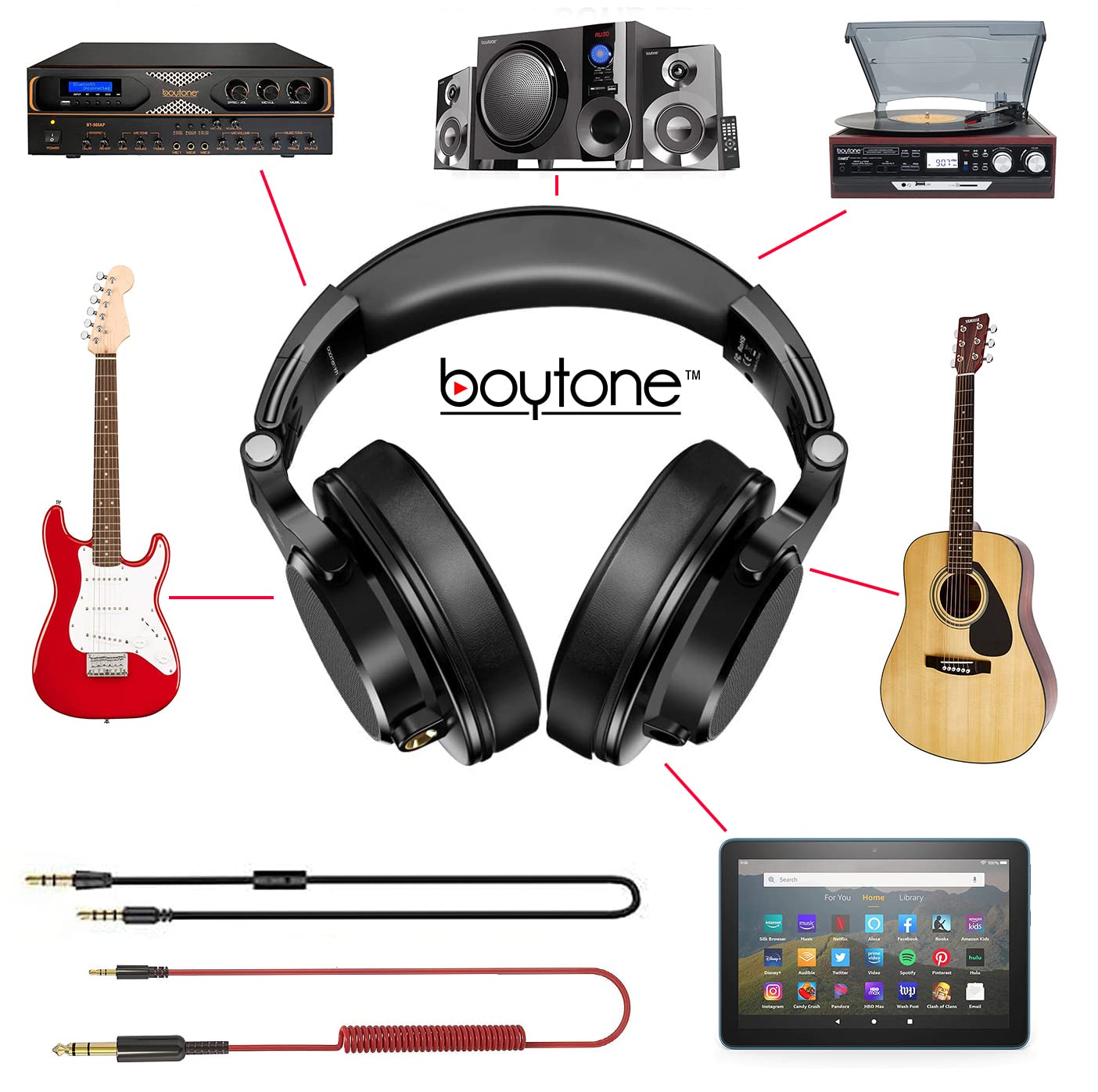 Amazon.co.jp: Boytone BT-10BK 有線オーバーイヤーヘッドホン