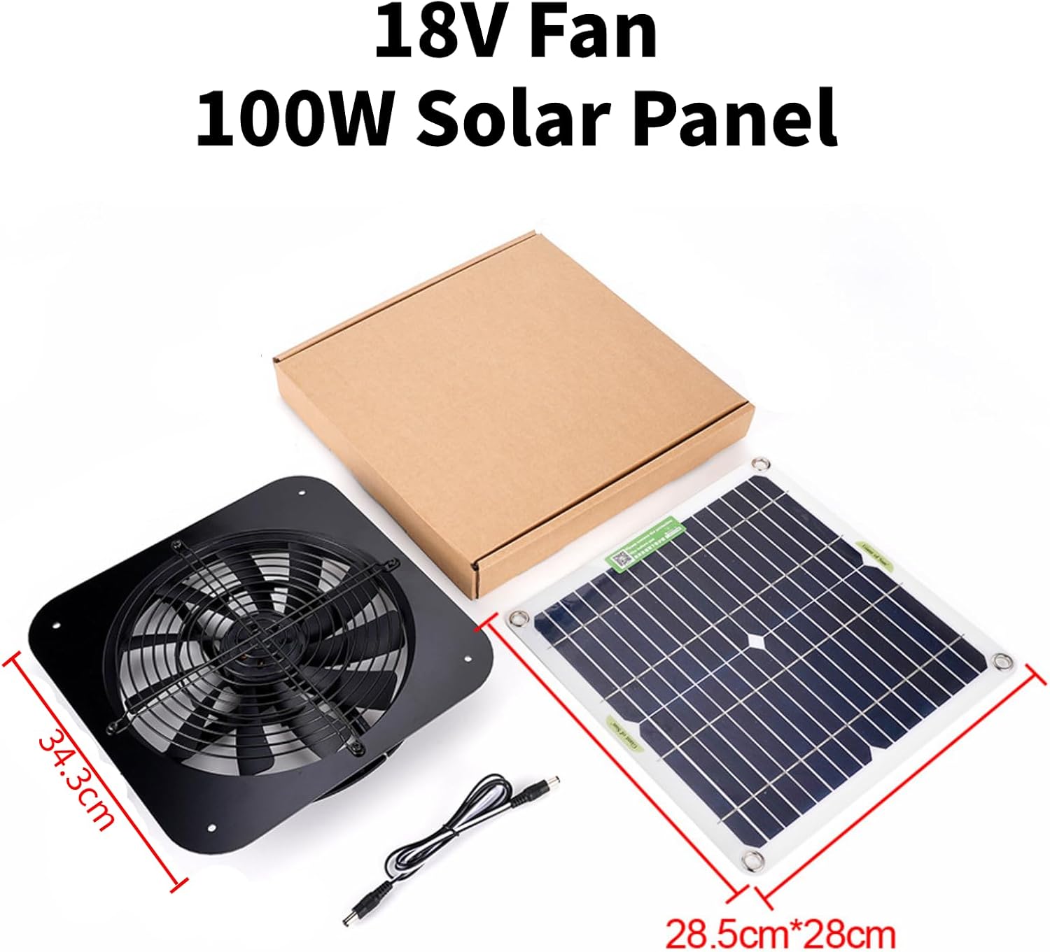 Diyeeni Solar Powered Fan, 10W Solar Fan with Monocrystalline Panel, 13.5inch Solar Exhaust Fan with Switch Cord for Greenhouse, Shed, Chicken Coop, Pet Houses, Outside