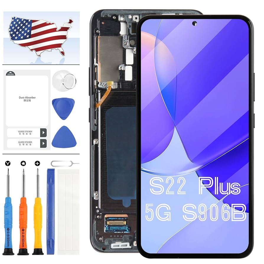 Amazon.com: 適用於Samsung Galaxy S22 Plus 5G 螢幕替換,適用於
