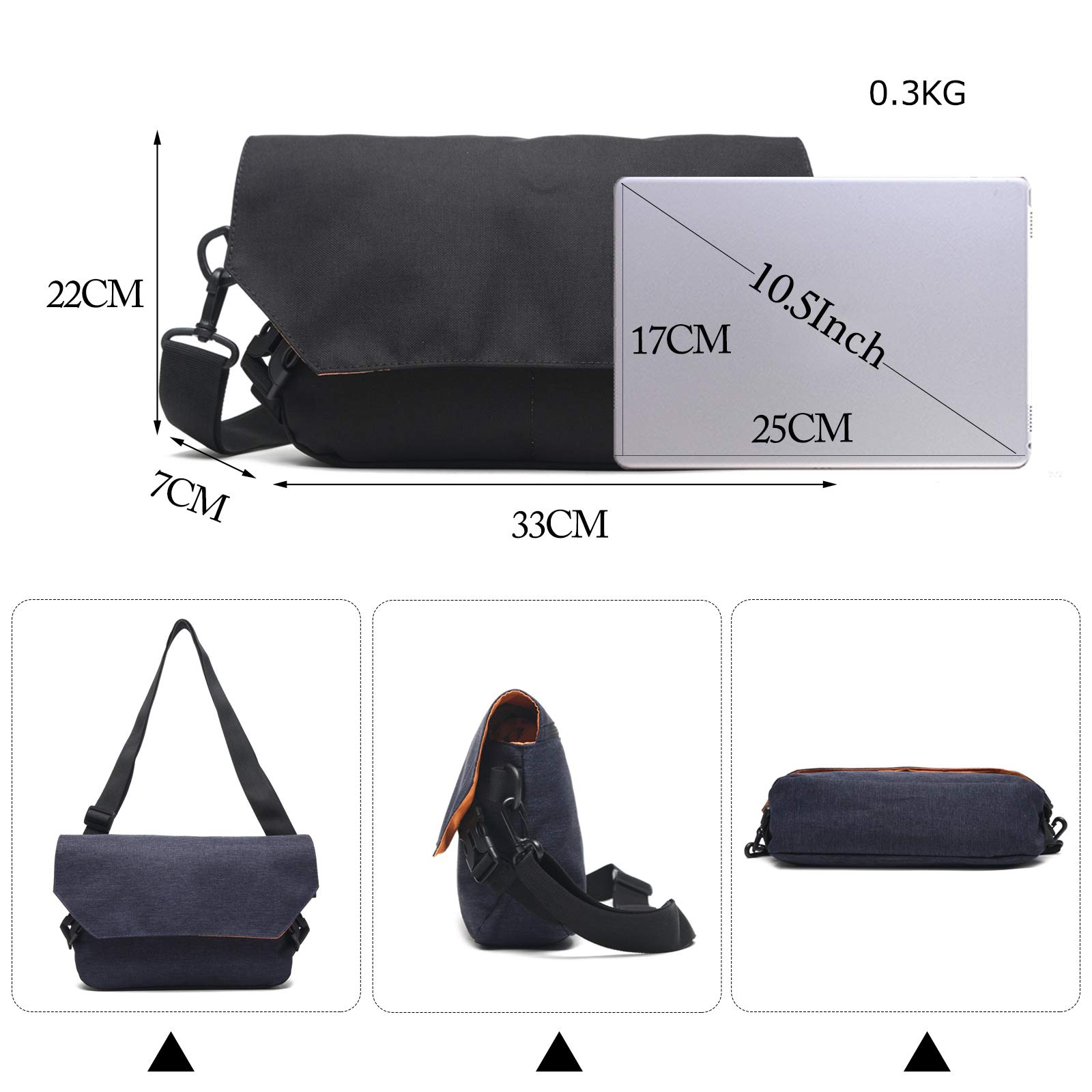 FANDARE Retro Bolso de Bandolera Bolsos de Hombro Hombre Bolso Cruzados Mujer Bolsa de Mensajero Bolsa de Hombro para Viaje Negocio Universidad Messenger Crossbody Bag