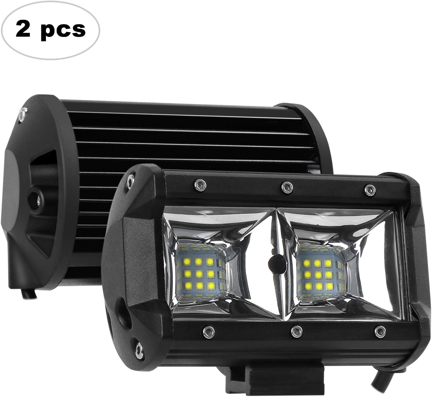 AAIWA LED Light Bar, 5 Inch 54W 6800LM Led Work Flood Lights 12V 24V Off Road Car IP68 2 PCS for 4X4 Pickup Truck ATV UTV Boat