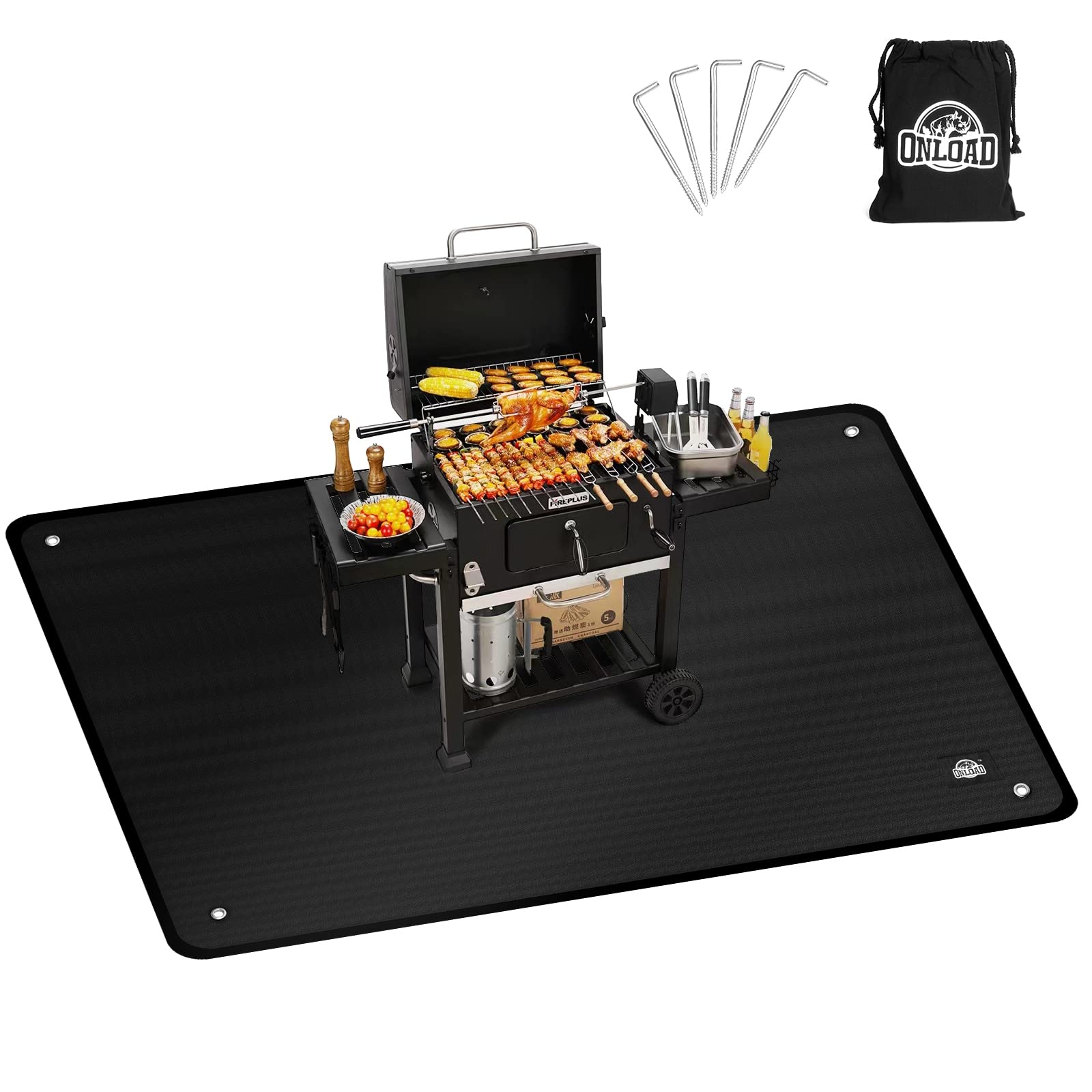 ONLOAD 24”x 39” Fire Pit Mat, 3-Layer Under Grill Mat Deck Patio Protect Mat, Fireproof Mat Fire Pit Pad for Grass Outdoor Wood Burning Fire Pit, Portable Reusable and Waterproof