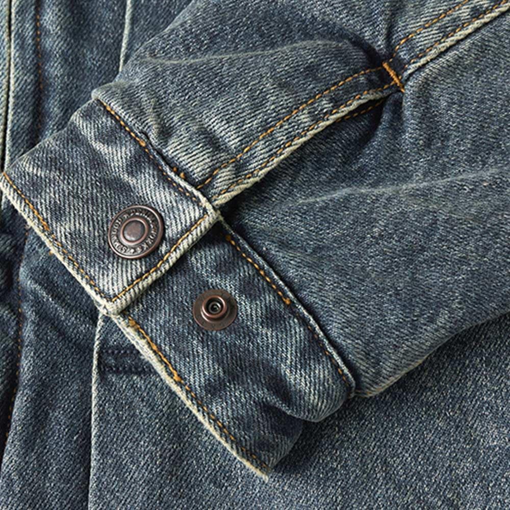 [lalarimi] デニムジャケット メンズ ウォームフ スノーコットン詰め物 軽量設計 冬用 防寒 デイリーユーズ 耐摩耗 スタ