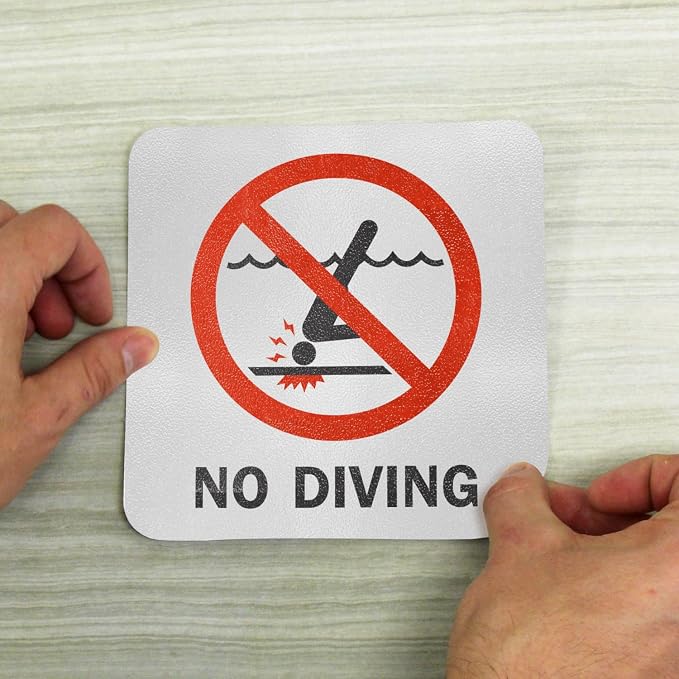 Marcador de piscina adhesivo SmartSign “No Diving” 5.75x5.75 in miniatura 5