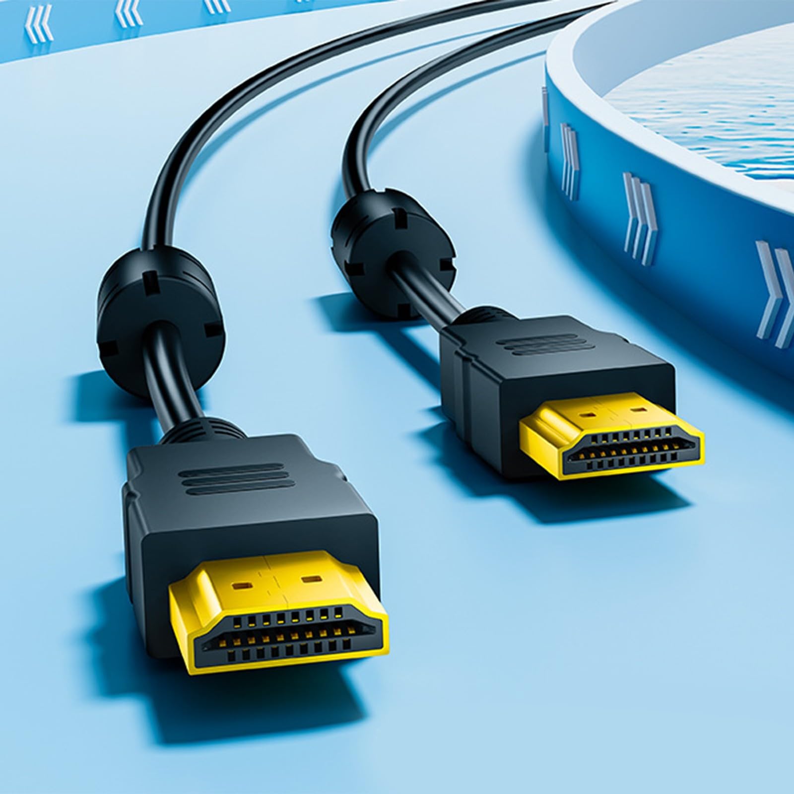 Kabel HDTV do HDTV High Speed z dwoma rdzeniami ferrytowymi do transmisji sygnału 4K UHD z ochroną przed zakłóceniami