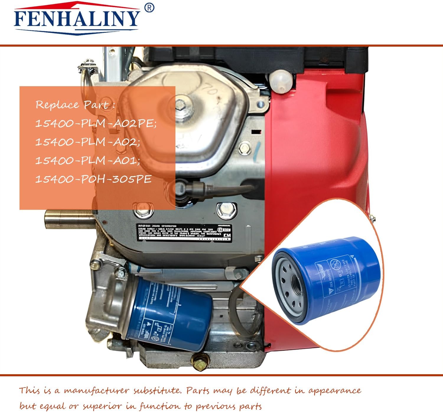 15400-PR3-003 15400-PLM-A02 Oil Filter Case 15400-P0H-305PE Engine Oil Filter Compatible With Hnoda GX610 GX630 GX670 GX690 GXV340 GXV390 (10 PCS)