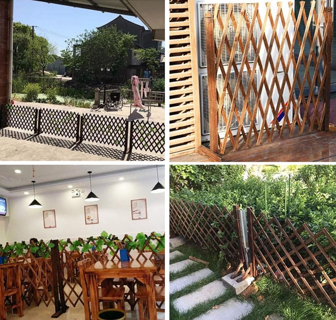 uyoyous 2 Stück Verstellbar Rankgitter Holzzaun Ausziehbar Hunde Zaun bis 160cm Zusammenfaltbar Variabel Ausziehbares Treppenschutzgitter, Scherenzaun Kletterhilfe, Freistehend Garten Balkon Terrasse
