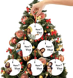 Funny Car Air Fresheners Hanging Tree Ornaments Decorations I Saw That Jesus 6PCS, Cute Home Mirror Decor Unique 2025 Gifts Accessories Interior for Men Women Kid Boy Girl Family Party Christmas