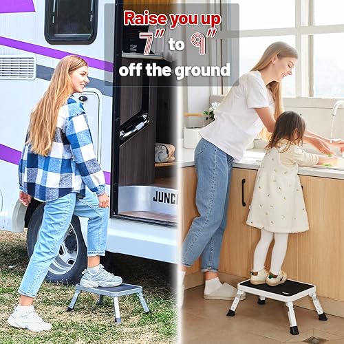 Miniatura 2 de Double Elite Paquete de 2 taburetes ajustables para vehículos recreativos para adultos, incluye 3 niveles (789 pulgadas), taburete plegable pequeño,