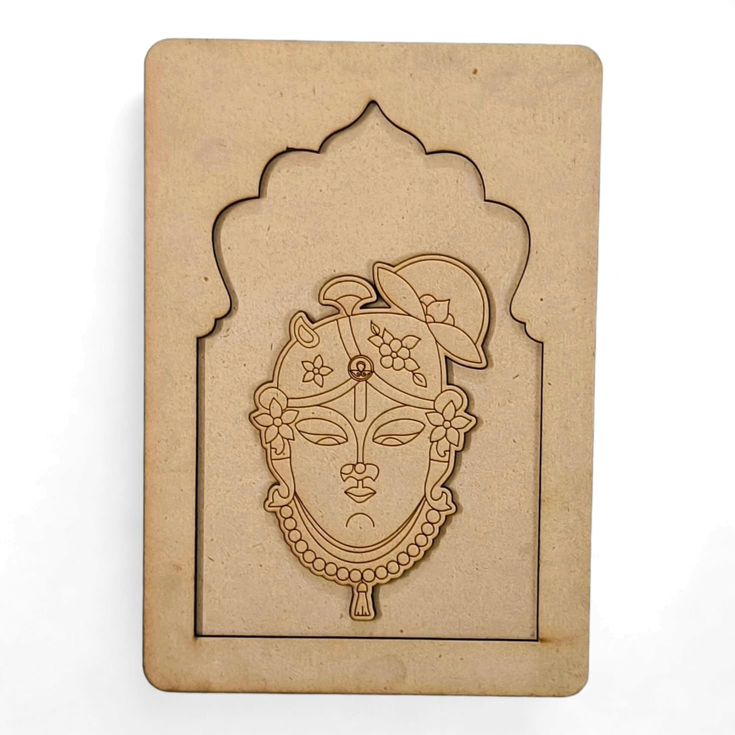 PARV Art MDF Shreenathji Mukharvind Engraved Design Jharokha 12-Inch for DIY Art & Craft, Painting, Indian Home Decor Gallery-image-38