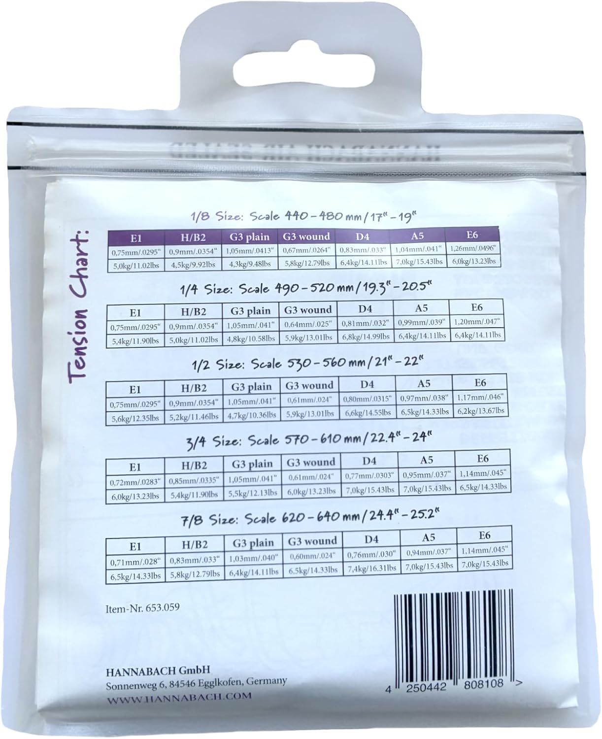 Hannabach 653059 Series 890 Duel 44-48cm Strings for 1/8 Children Classic Guitar