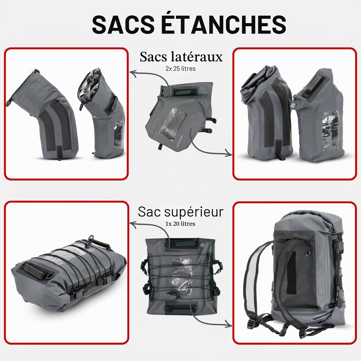Lone Rider Sacoches Moto sans Support 70L - Étanches, pour BMW