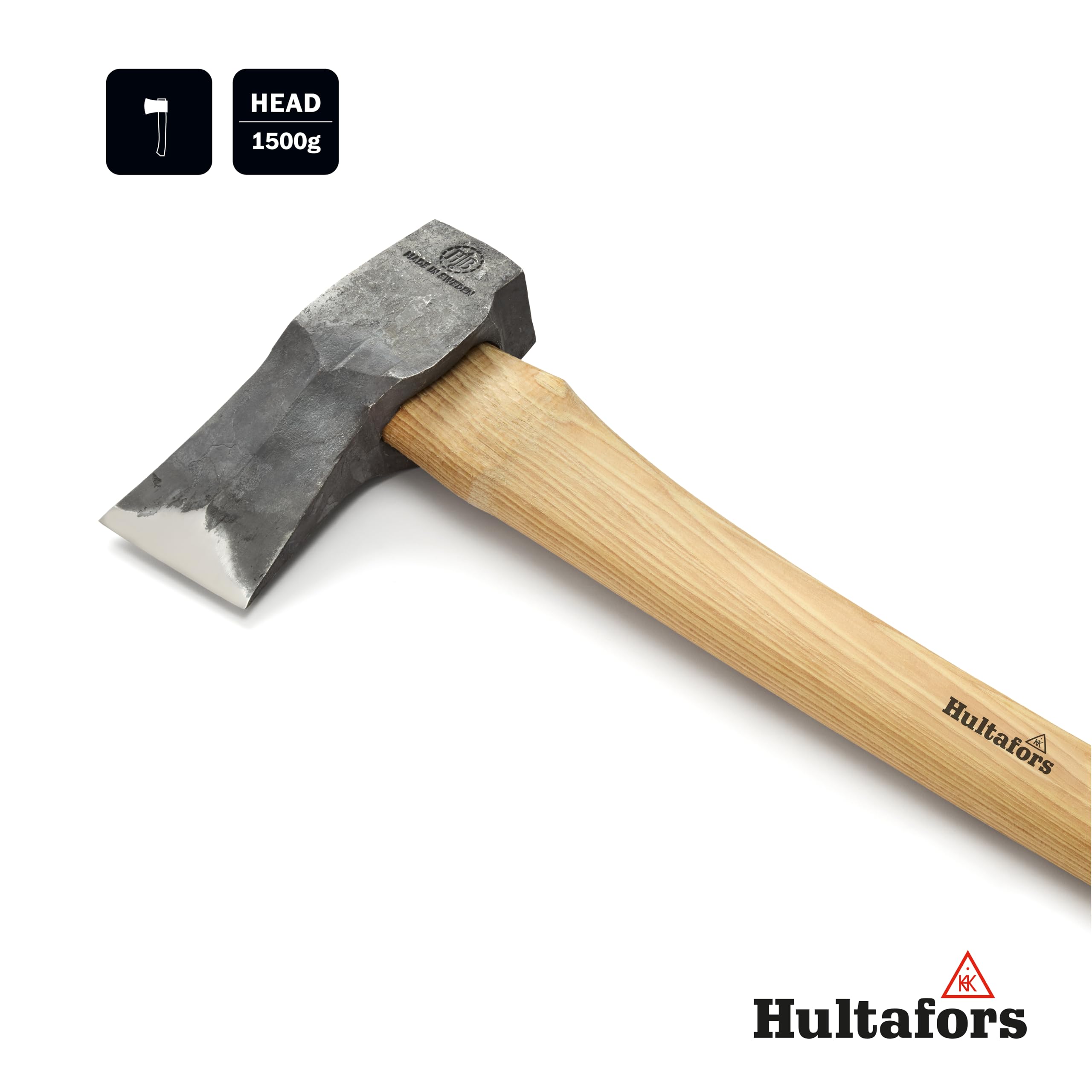 Handgeschmiedete Spaltaxt Kvillinge 795mm aus schwedischem Stahl I Hultafors I Geschmiedet in Schweden I 1900g Kopfgewicht I Premium Axt mit Holzstil & inkl.Lederschutz I Nachschleifbar I 841790