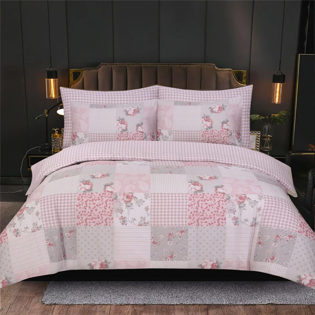 Prime Linens Single Duvet Cover Set 3 Pcs Polyester-Cotton Quilt Cover Bedding Set Pillow Case and Extra Fitted Sheet Included Easy Care (Floral Grey) Prime Linens Single Duvet Cover Set 3 Pcs Polyester-Cotton Quilt Cover Bedding Set Pillow Case and Extra Fitted Sheet Included Easy Care (Floral Grey)