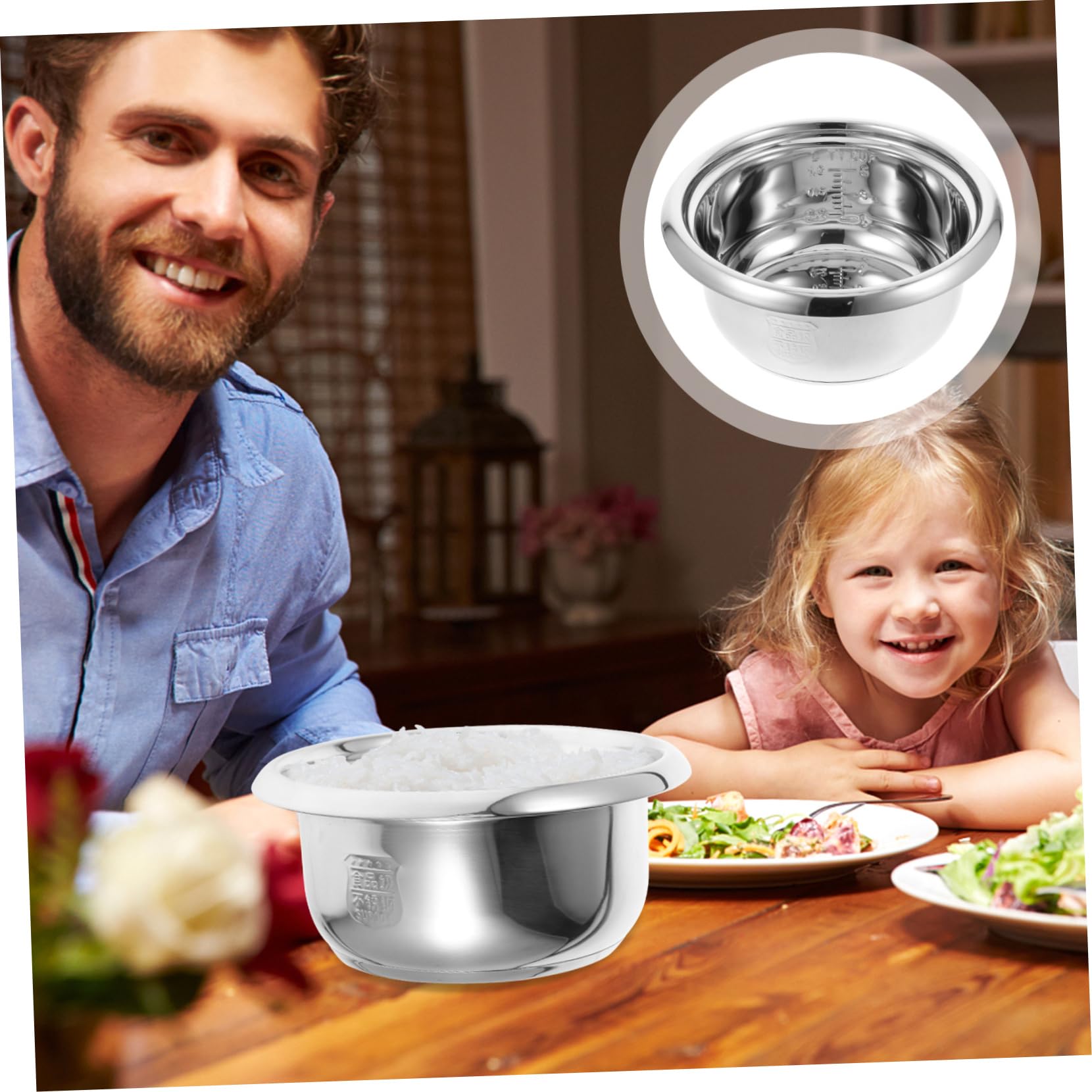 Cuve Intérieure En Acier Inoxydable 9.06 Pouces Pour Cuiseur À Riz Pot De Remplacement Universel Capacité Moyenne Chauffage Uniforme Pour Cuisine Familiale Polyvalente