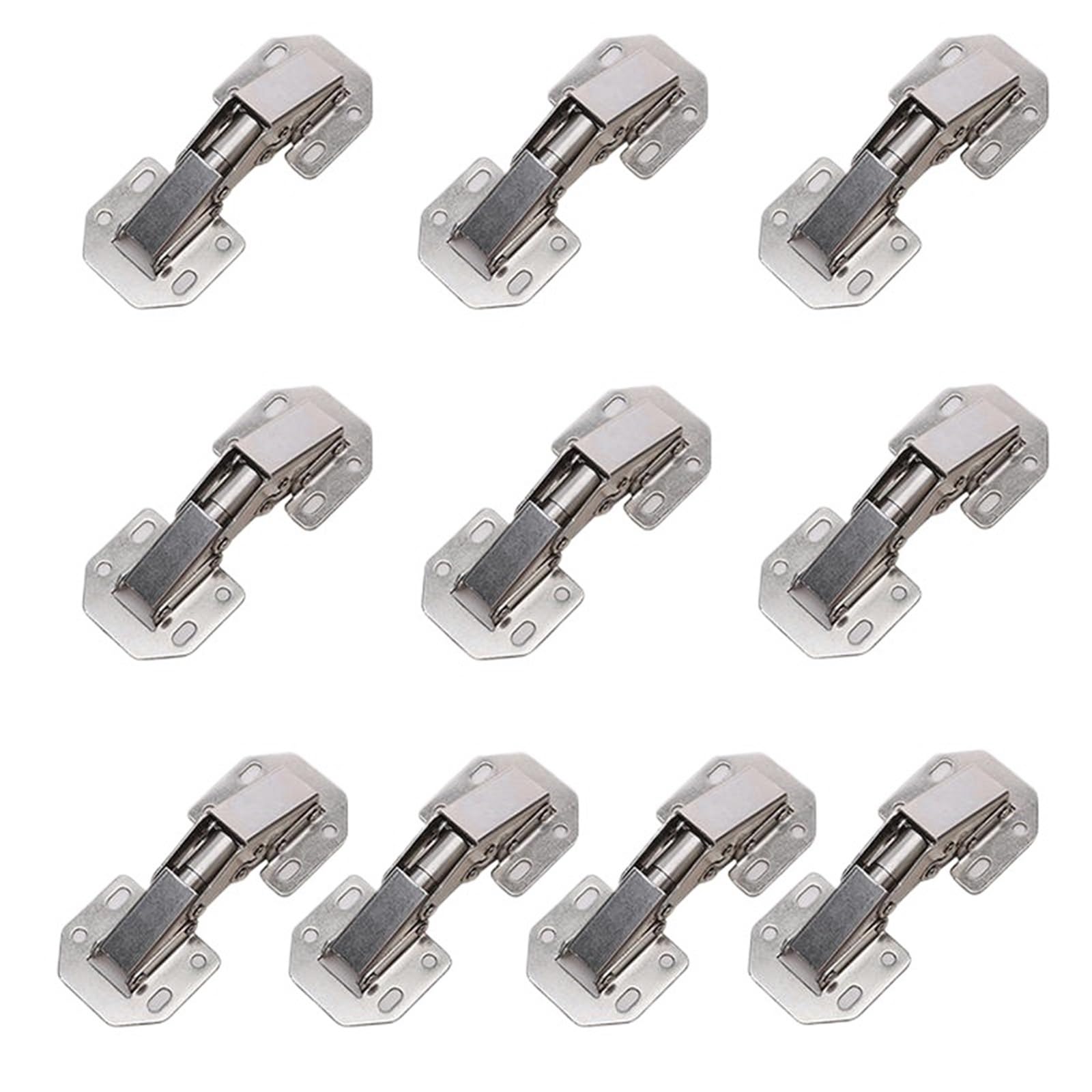 4/10PCS 90 Degree Steel Cabinet Hinges No-Drilling HoleHydraulic Buffer Hinge Cupboard Furniture Hardware(4-inch Hole-Free x10)
