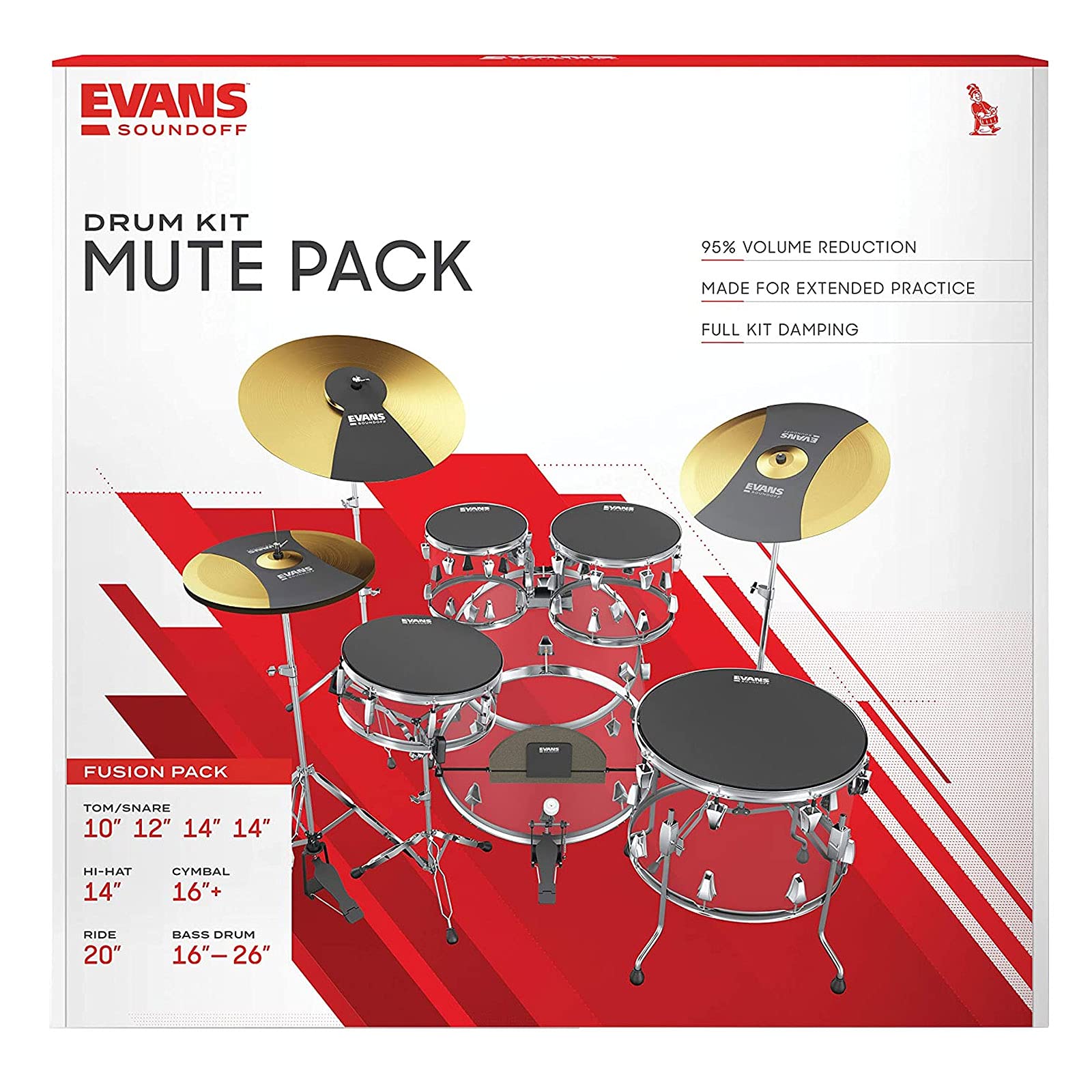 Evans SoundOff - Sordina batteria Fusion Pack + bacchette Keepdrum