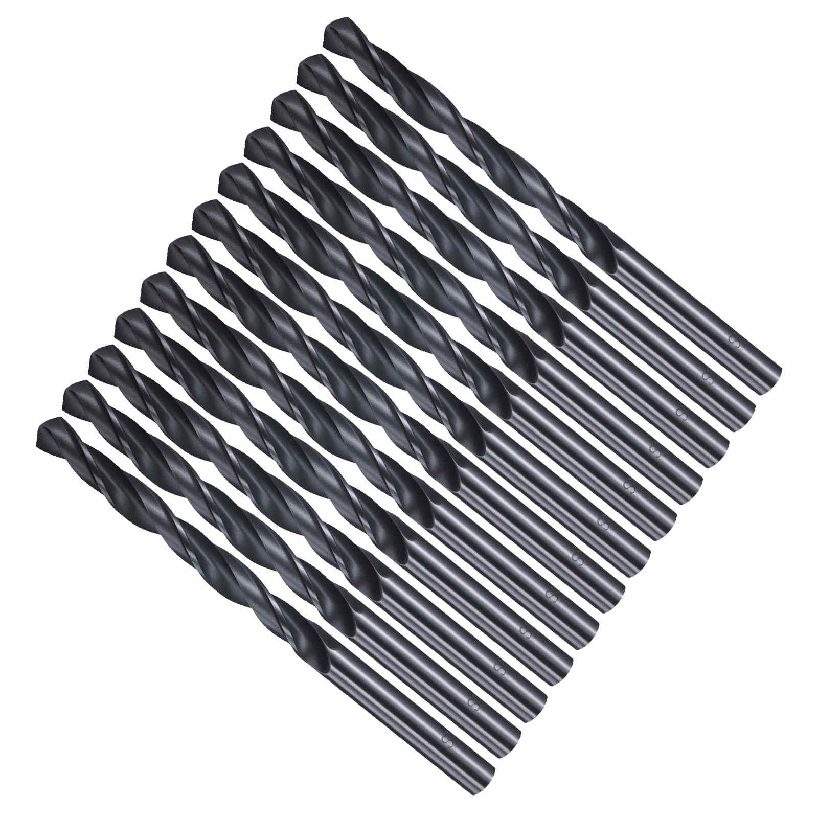 CoCud 6.4mm Drill Bit, 1/4" Cutting Diameter, 4241 HSS Nitriding Black 118° Cutting Angle Versatile Bits - (Applications: for Drilling Plastic Wood Soft Metal), 12-Pieces — image 1