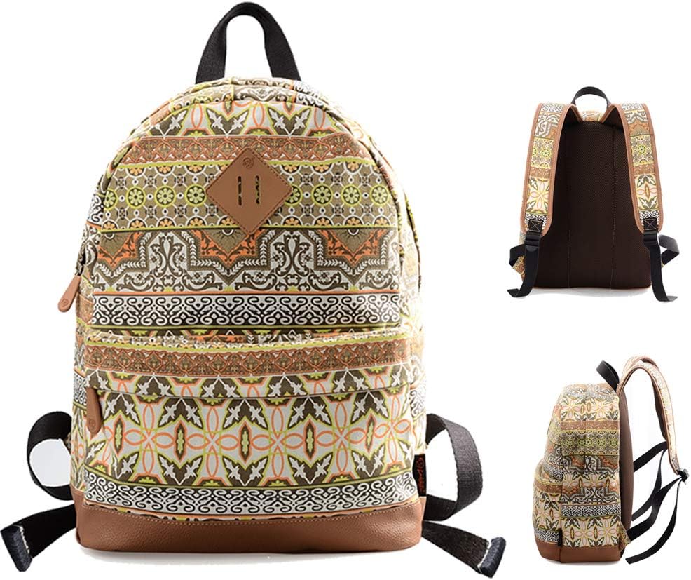 MoreChic Casual Style Lightweight Women Canvas Backpack College Bag Travel Daypack(Yellow)