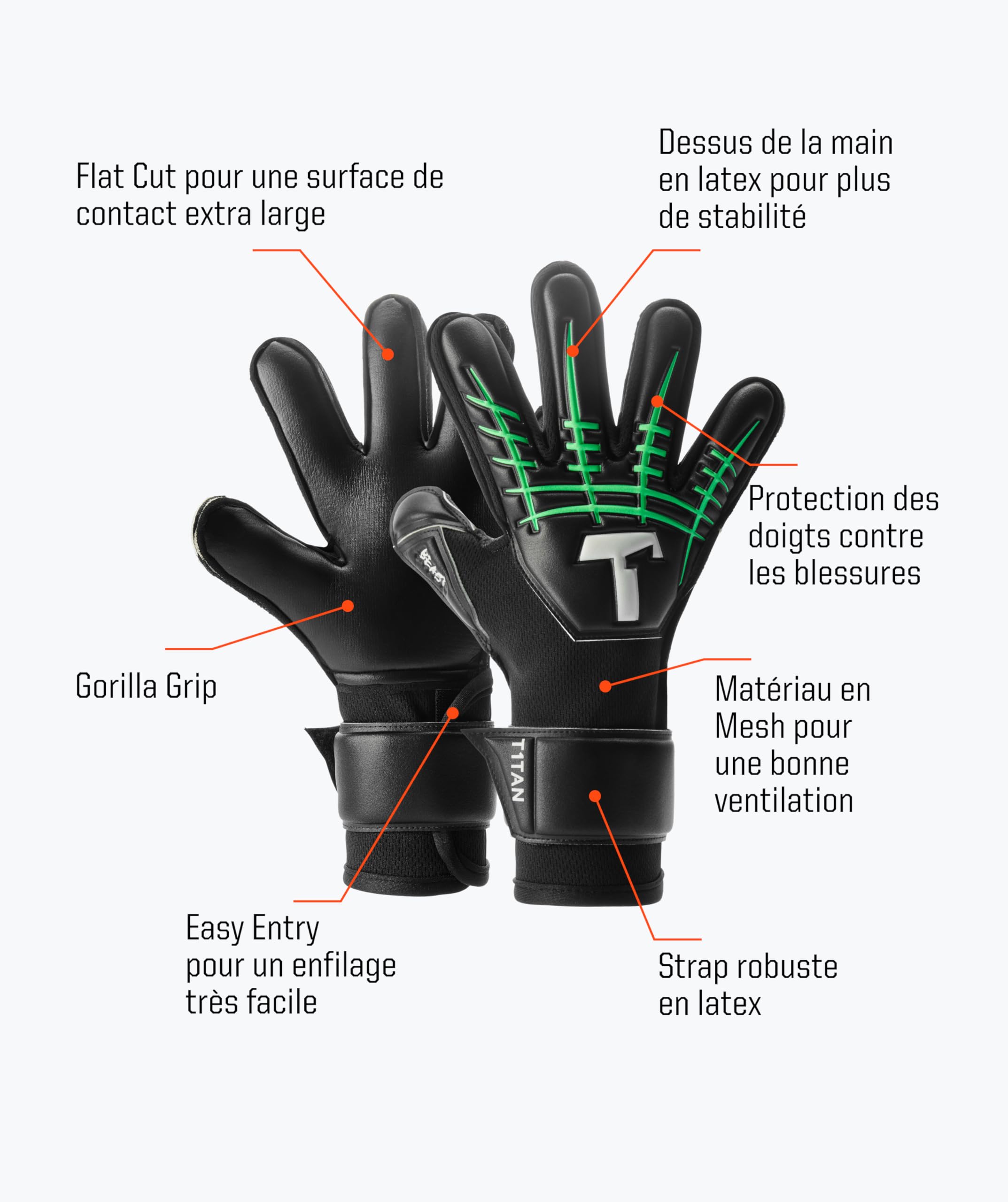 T1TAN Gants de Gardien Enfants - Gants de Gardien de But avec protège-Doigts - pour Le Professionnel de l’Avenir - Taille 4-6