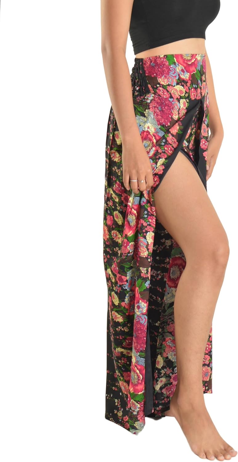 Orient Trail Womens Palazzo Slit Leg Wide Leg Wrap Pants Casual Beach Boho Hippie Bohemian Pilates Flowy Pants Sizes 2-18
