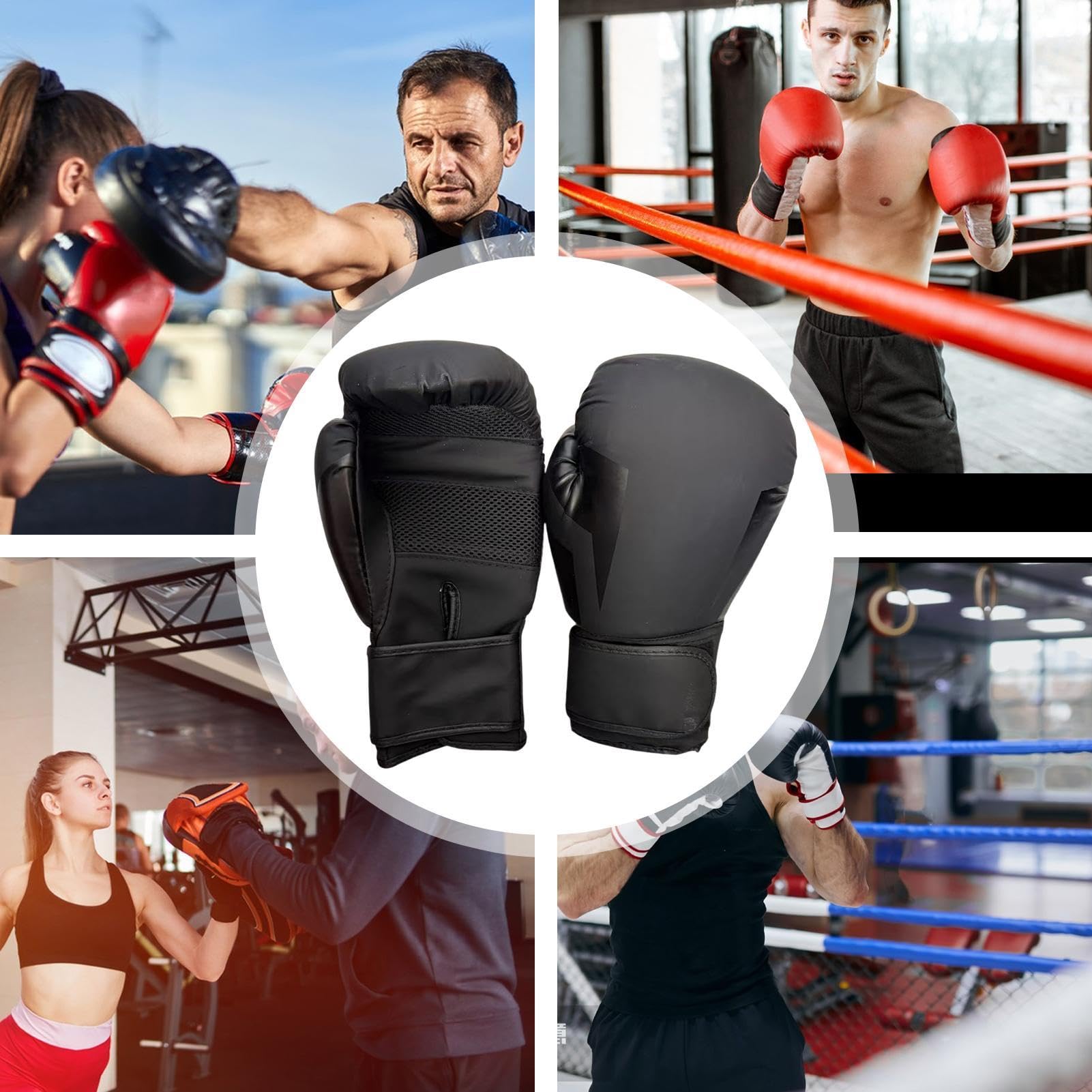 Guantoni Boxe Attrezzatura 12 Once Per Pugni, Combattimento E Allenamento | Guanti Da Allenamento Kickboxing Per Uomo Donna Professionisti Famiglia Appartamento Scuola Casa Palestra Studio