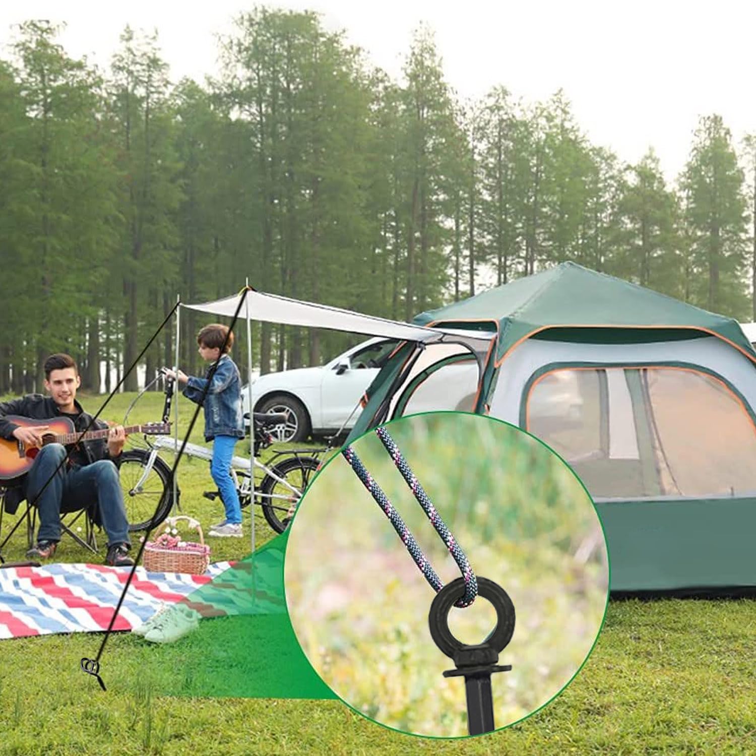4er Set Bodenanker, Erdanker Trampolin, Zeltheringe, Heavy Duty Metall Trampolin Anchor Kit, starker Wind für Zelt, Vordach, Schuppen