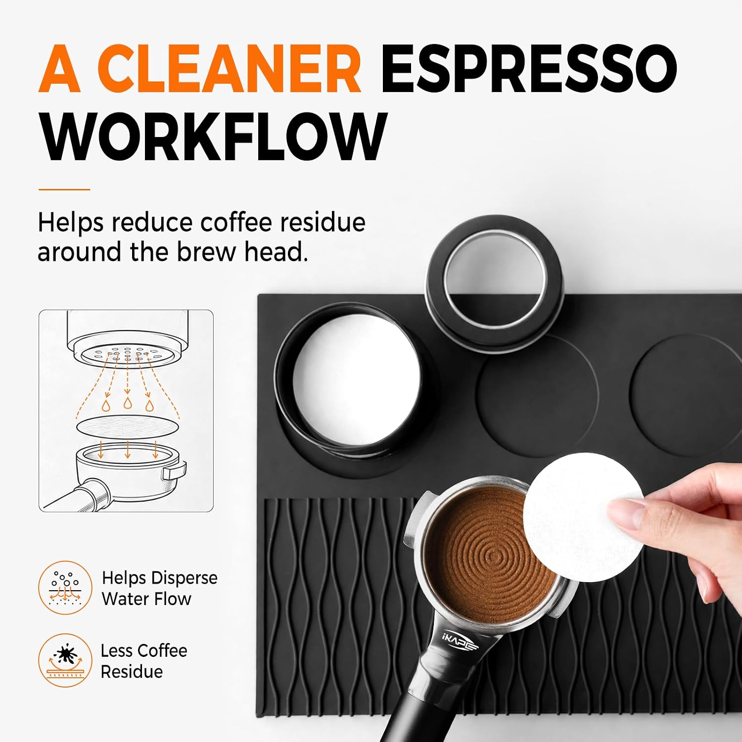 IKAPE 58.5mm Espresso Paper Filters (200pc), Coffee Puck Screen Paper Filters Compatible with 58.5mm Portafilters Basket, Ultra Thin Replacement Paper Filters - Come with Premium Metal Storage Case