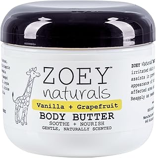 Absolutely Natural Zoey Naturals Vanilla Grapefruit Body Butter - Nourishing Shea Butter and Coconut Oil - Paraben Free Vegan, Made in USA - 3oz