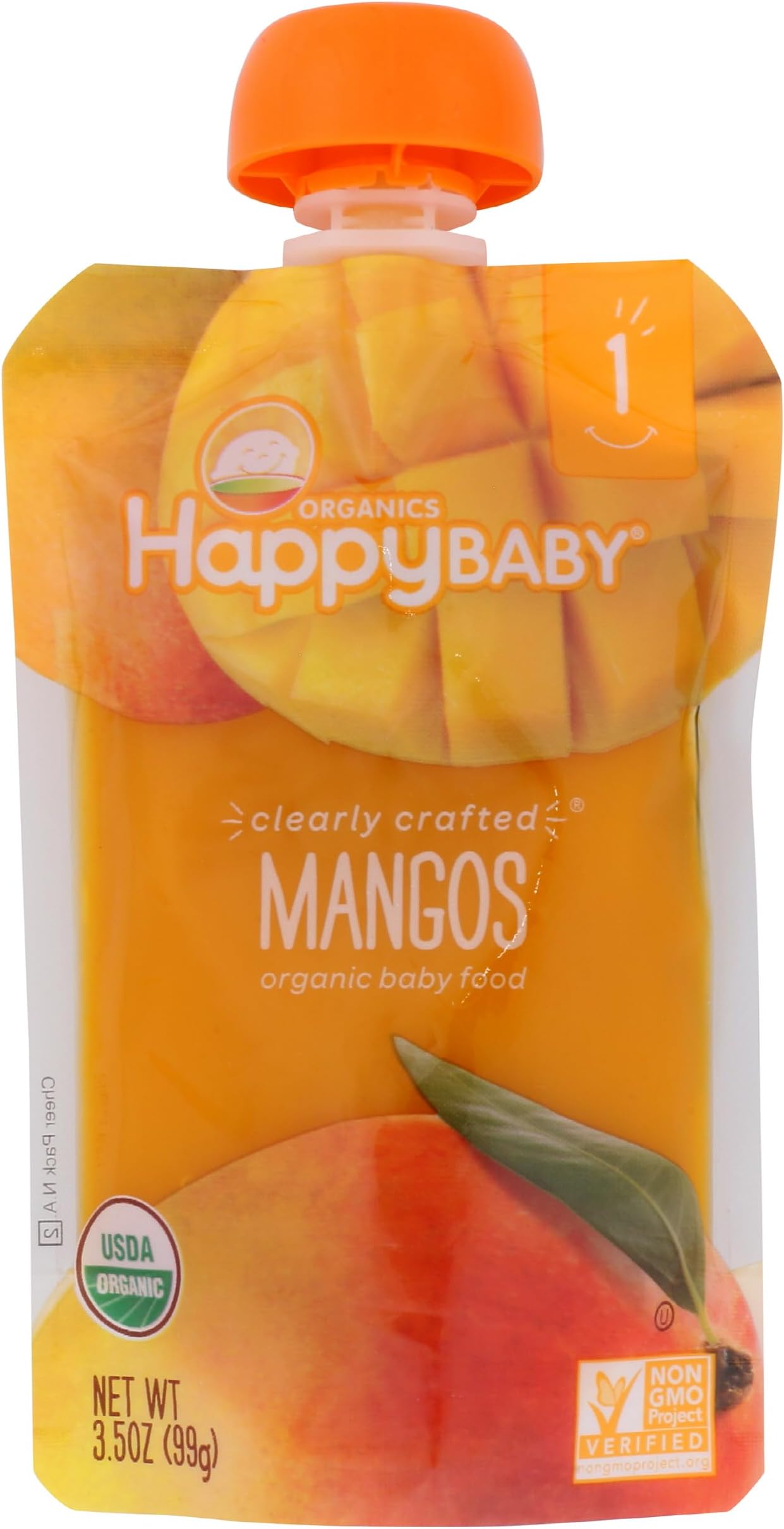 Happy Family Happy Baby - Usda Organic Stage 1 Baby Food Contains Mangos Resealable Pouch Non Gmo Gluten Free - 99G