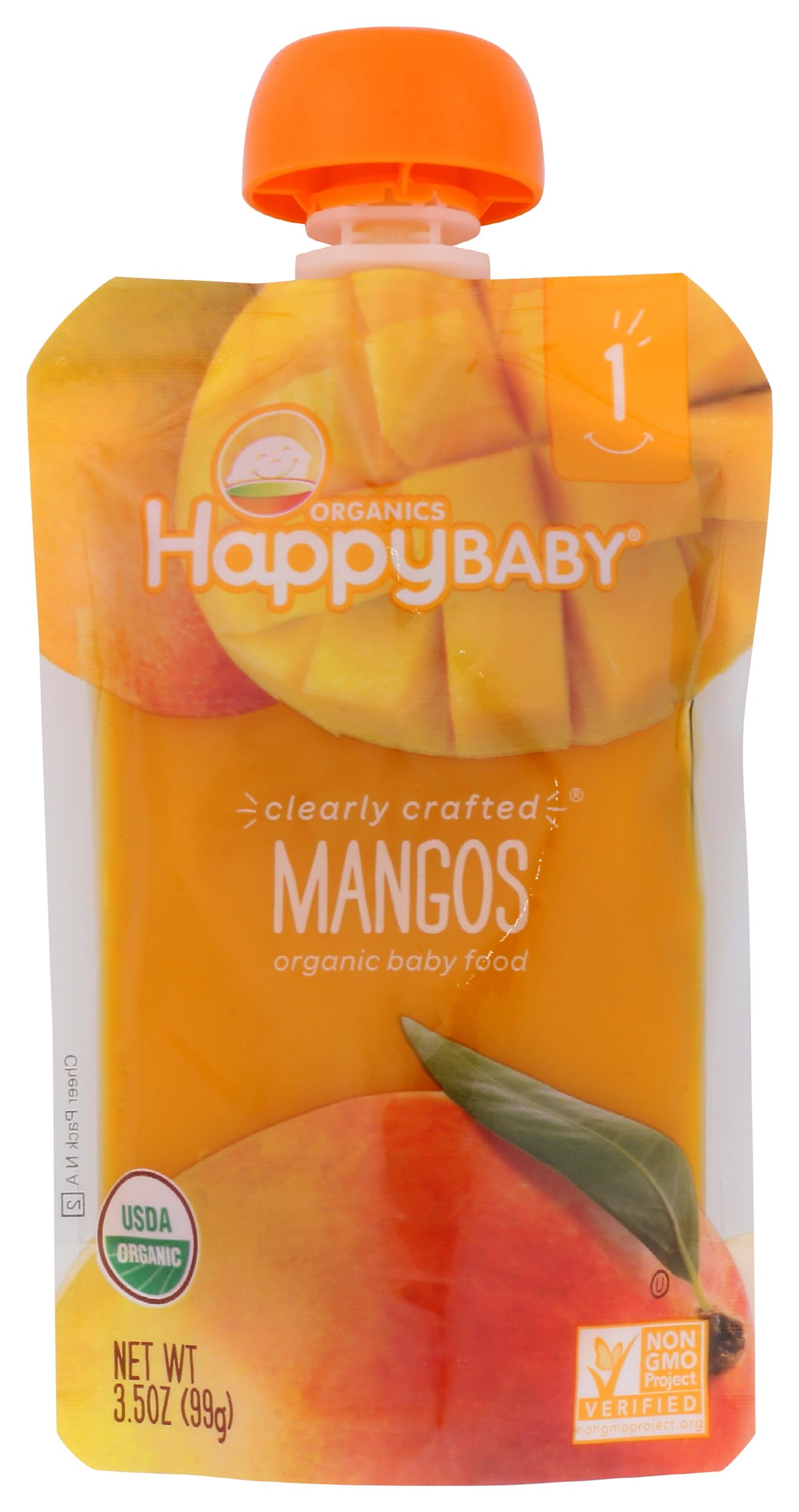Happy Family Happy Baby - Usda Organic Stage 1 Baby Food Contains Mangos Resealable Pouch Non Gmo Gluten Free - 99G