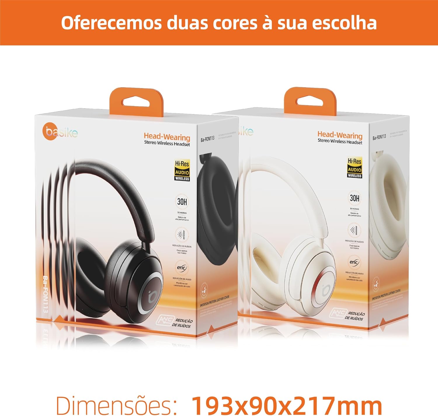 Fone de Ouvido Bluetooth, Basike BT21 Headphone Bluetooth, Redução de Ruído do ANC com Microfone, Certificação Hi-Pure Audio, 30 Horas de Duração da Bateria (Branco) 9 71iBAaLXAeL. AC SL1500