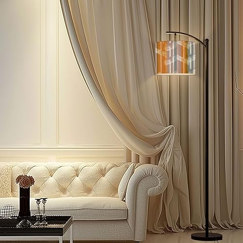 Miniatura 7 de Arc Floor Lamp Futuristic retro Artistic line striped distressed textures seamless Tall Standing Lamp Modern Dimmable with Remote Adjustable Drum