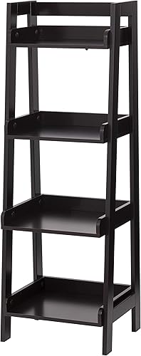 UTEX Estante de escalera de 4 niveles, estante de baño independiente, unidad de estantería de madera abierta de 4 estantes, estante de escalera