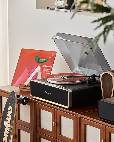 Miniatura 9 de Tocadiscos de vinilo con altavoces, tocadiscos Bluetooth de alta fidelidad para discos de vinilo, cartucho magnético AT-3600L, transmisión por